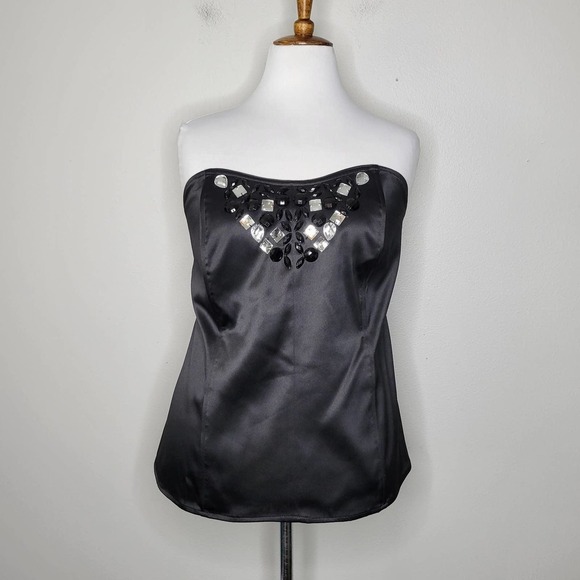 Lane Bryant Black Strapless Embellished Satin Corset Top Women Size 18 - Picture 2 of 9